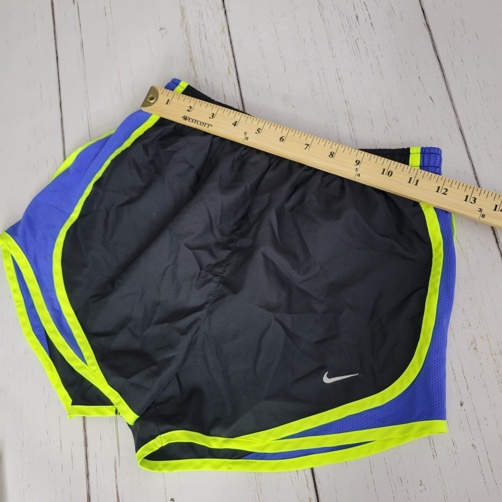 Nike Dri-Fit Running Shorts XS Black Neon Yellow Purple Tempo Athletic Sporty - Picture 8 of 9